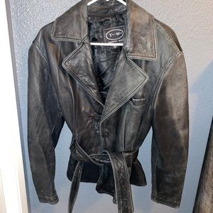 Vintage Tannery West belted leather Jacket